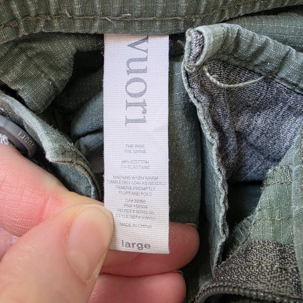 Vuori Ripstop Pants Womens Large Green Elastic Waist Drawstring Zip Hiking - Picture 3 of 12